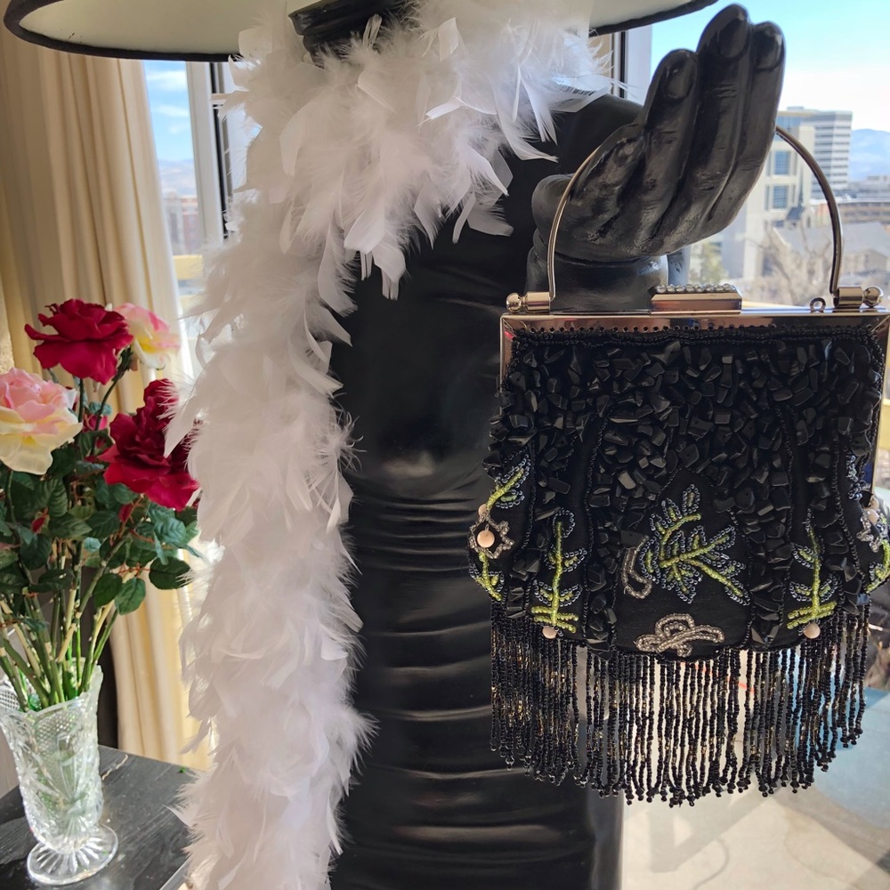 Beautiful black beaded cocktail purse